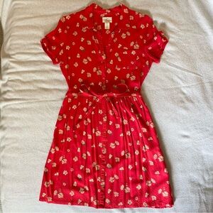 Levi’s red floral button shirt dress w/ pockets